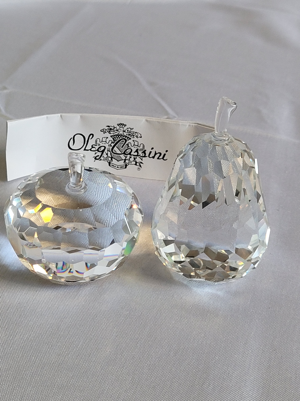 Oleg Cassini Crystal Apple & Pear Figurines